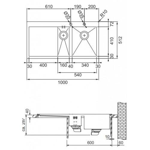 FRANKE PPX 251/651 7 TL 1000x512 (127.0203.468) - Svět Koupelny.cz