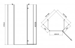 CERSANIT - Pětiúhelný sprchový kout JOTA 80X80X195, PRAVÝ, průhledné sklo, černý (S160-011), fotografie 2/1