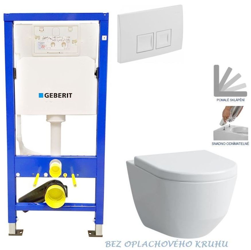 Geberit Duofix tlačítko DELTA50 bílé WC LAUFEN PRO RIMLESS + SEDÁTKO 458.103.00.1 50BI LP1