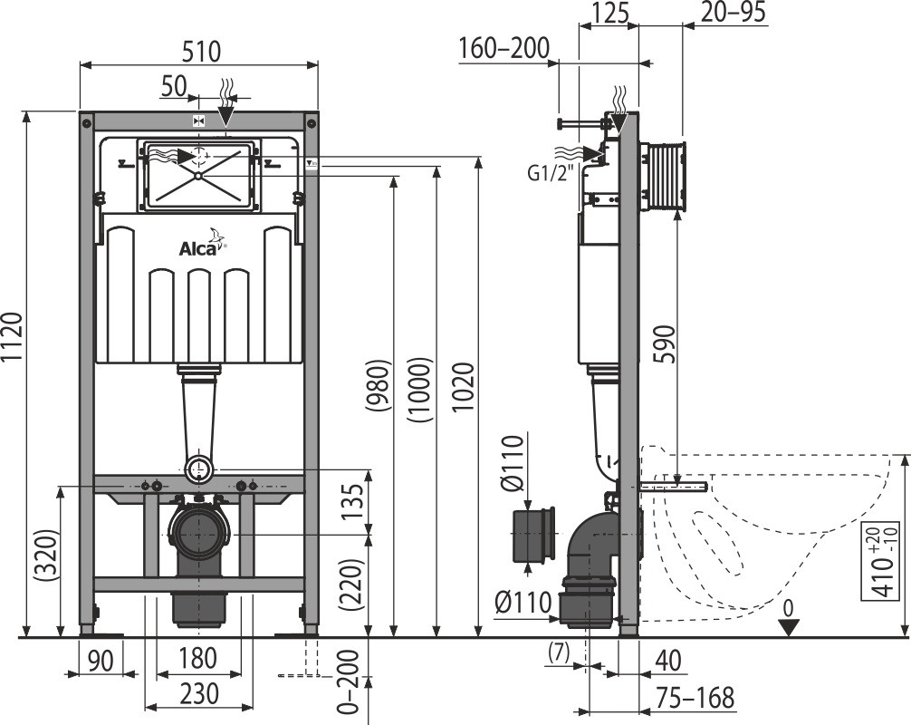 ALCADRAIN Sádromodul předstěnový instalační systém s bílým/ chrom tlačítkem M1720-1 + WC LAUFEN PRO LCC RIMLESS + SEDÁTKO AM101/1120 M1720-1 LP2