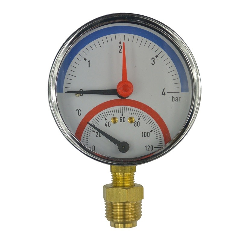 Klum termomanometr 0-4bar, 0-120 °C zadní vývod 1/2\'\' PR3080