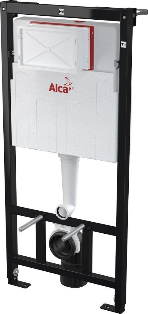 ALCADRAIN Sádromodul předstěnový instalační systém s bílým tlačítkem M1710 + WC REA CARLO MINI RIMLESS ČIERNY MAT + SEDADLO AM101/1120 M1710 MM1