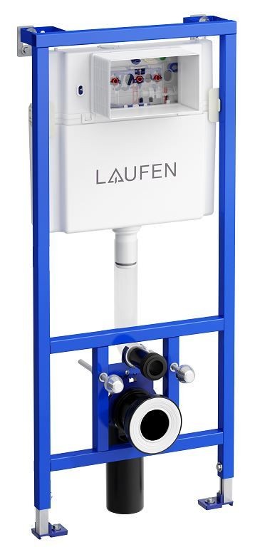 LAUFEN Rámový podomítkový modul CW1 SET s chromovým tlačítkem + WC REA CARLO MINI RIMLESS ČIERNY MAT + SEDADLO H8946600000001CR MM1