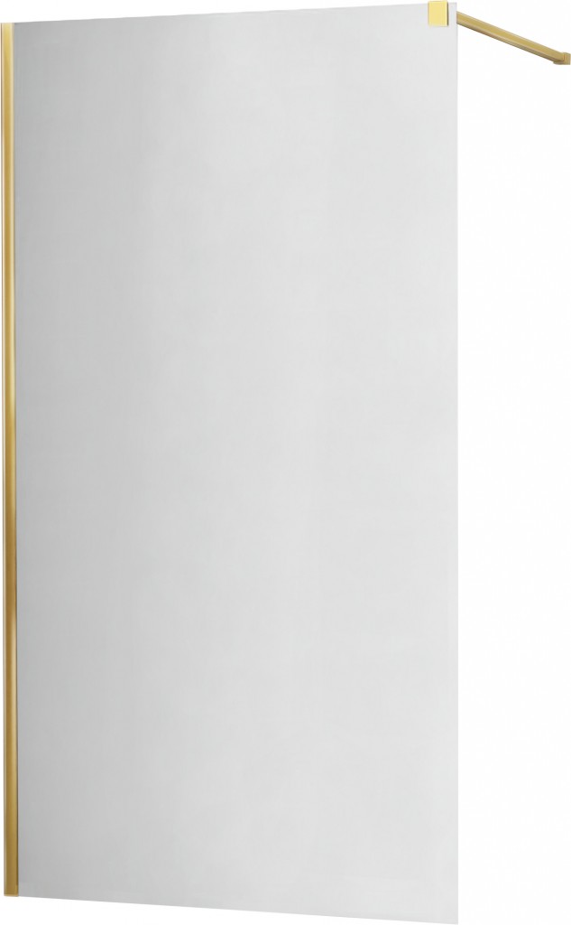 MEXEN/S KIOTO Sprchová zástěna WALK-IN 90x200 cm 8 mm, zlatá, zrcadlové sklo 800-090-101-50-50