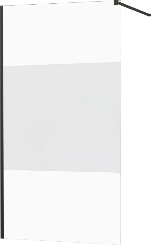 MEXEN/S KIOTO Sprchová zástěna WALK-IN 090x200 cm 8 mm, černá, Transparent/matné sklo 800-090-101-70-35