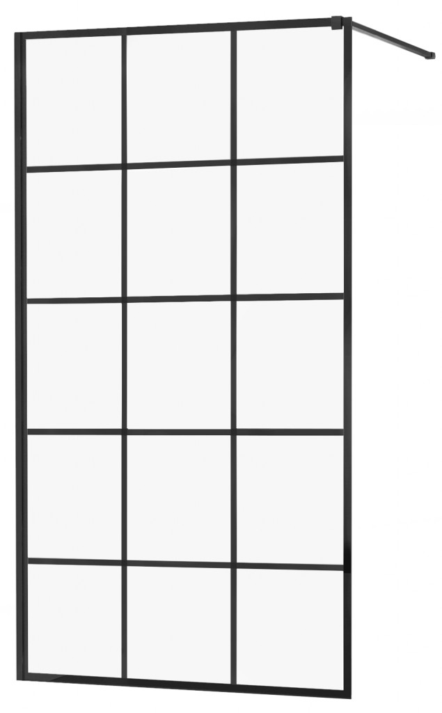 MEXEN/S KIOTO Sprchová zástěna WALK-IN 110x200 cm 8 mm, černá, černý vzor 1 800-110-101-70-77