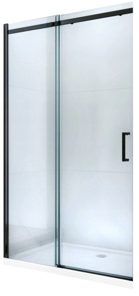 MEXEN Omega posuvné sprchové dveře 130, transparent, černá se sadou pro niku 825-130-000-70-00