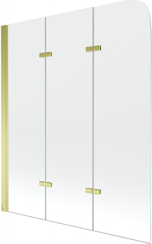 MEXEN Felix vanová zástěna trojkřídlá 120x140 cm, průhledný, zlatá 890-120-003-50-00