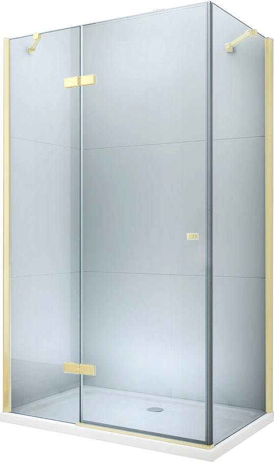 MEXEN/S Roma sprchový kout otevírací 110x90, sklo transparent, zlatá + vanička 854-110-090-50-00-4010