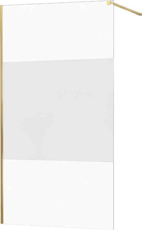 MEXEN/S KIOTO Sprchová zástěna WALK-IN 090x200 cm 8 mm, zlatá, Transparent/matné sklo 800-090-101-50-35