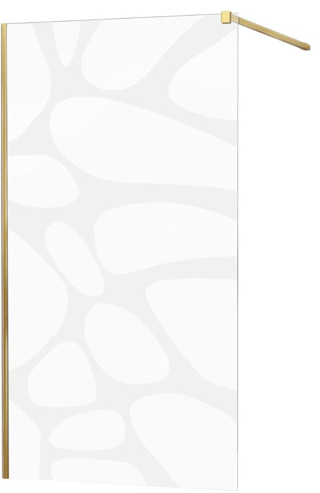 MEXEN/S KIOTO Sprchová zástěna WALK-IN 110x200 cm 8 mm, zlatá, bílý vzor 800-110-101-50-97