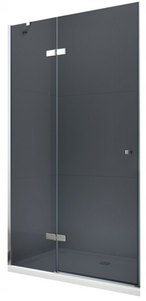 MEXEN ROMA křídlové dveře 80x190 cm 6mm, chrom, grafit se stěnovým profilem 854-080-000-01-40