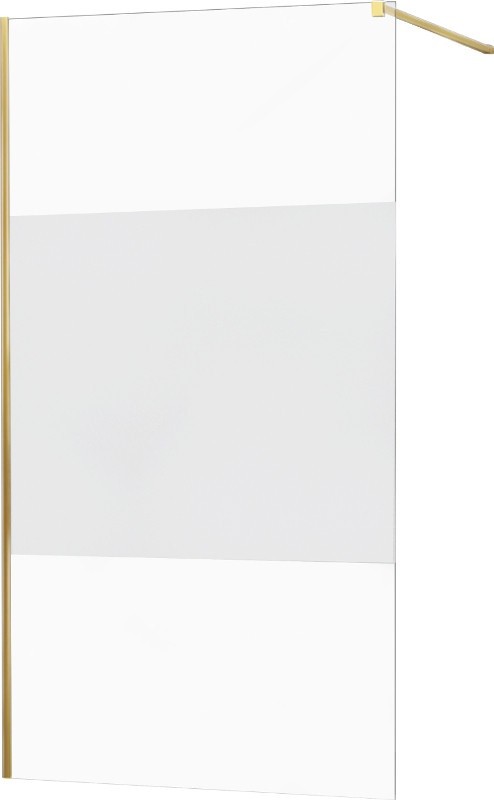 MEXEN/S KIOTO Sprchová zástěna WALK-IN 130x200 cm 8 mm, zlatá, Transparent/matné sklo 800-130-101-50-35