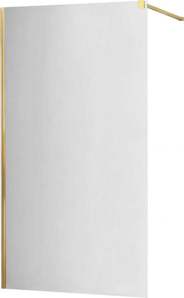 MEXEN/S KIOTO Sprchová zástěna WALK-IN 140x200 cm 8 mm, zlatá, zrcadlové sklo 800-140-101-50-50
