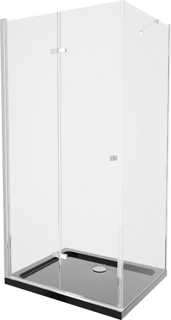 MEXEN/S Lima sprchový kout zalamovací dveře 90 x 100, transparent, chrom + Flat černá vanička se sifonem 856-090-100-01-00-4070
