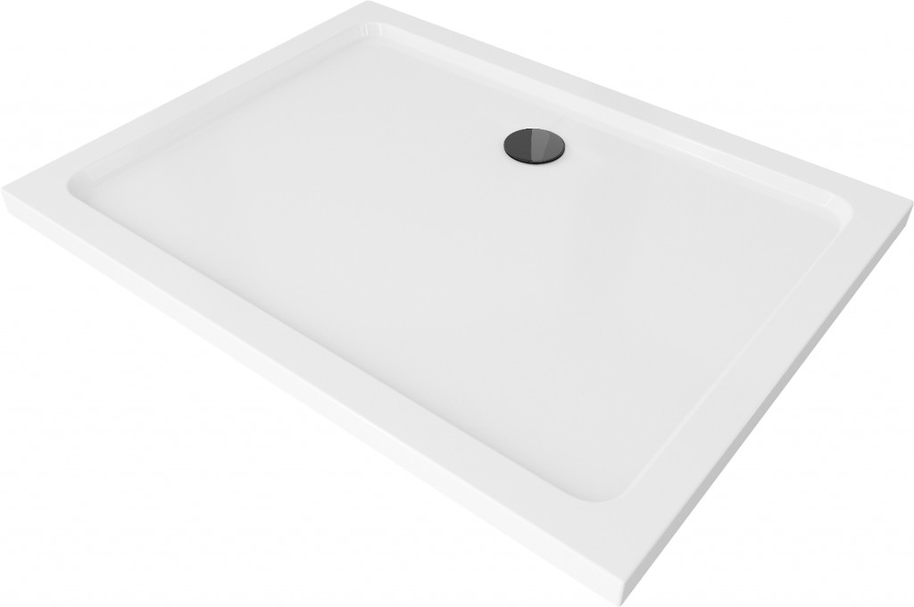 MEXEN/S Flat sprchová vanička obdélníková slim 100 x 70, bílá + černý sifon 40107010B