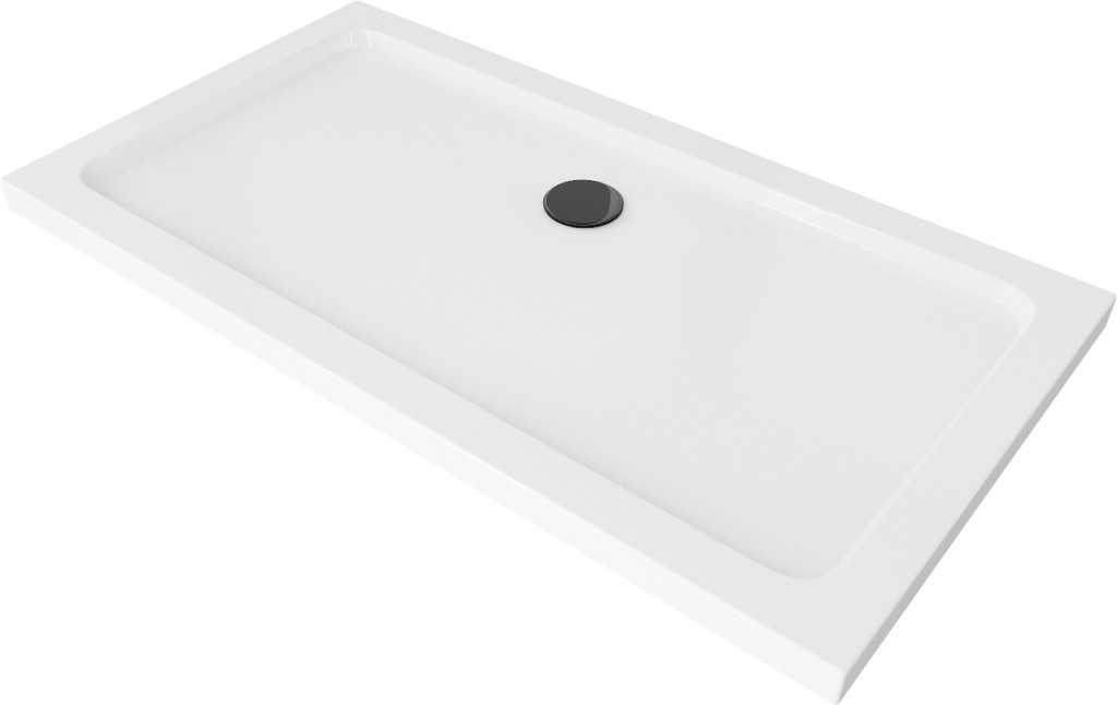 MEXEN/S Flat sprchová vanička obdélníková slim 130 x 70, bílá + černý sifon 40107013B