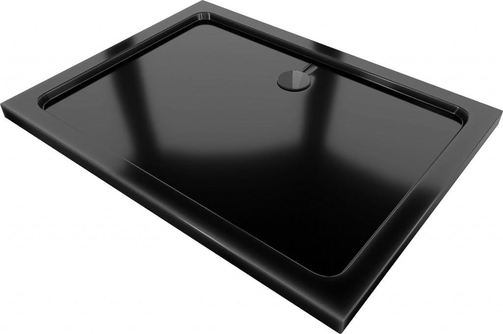 MEXEN/S Flat sprchová vanička obdélníková slim 100 x 90, černá + černý sifon 40709010B