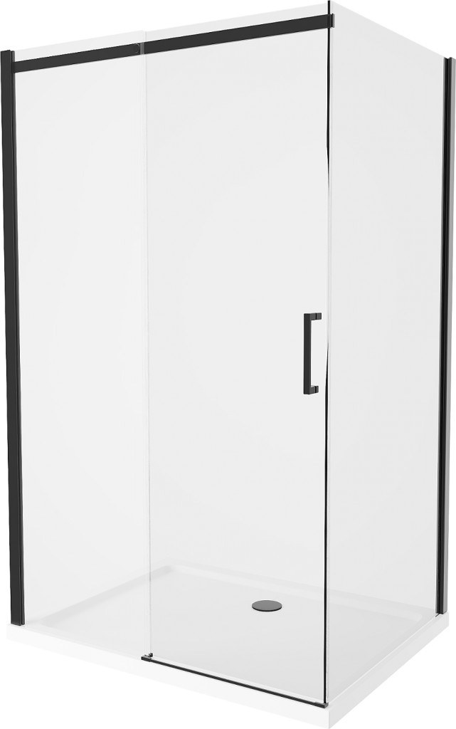 MEXEN/S Omega sprchový kout 110x70, transparent, černá + bílá vanička se sifonem 825-110-070-70-00-4010B