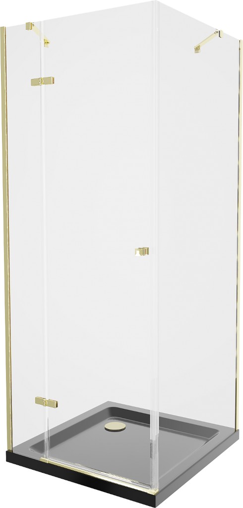 MEXEN/S Roma sprchový kout 80x80, transparent, zlatá + černá vanička se sifonem 854-080-080-50-00-4070G