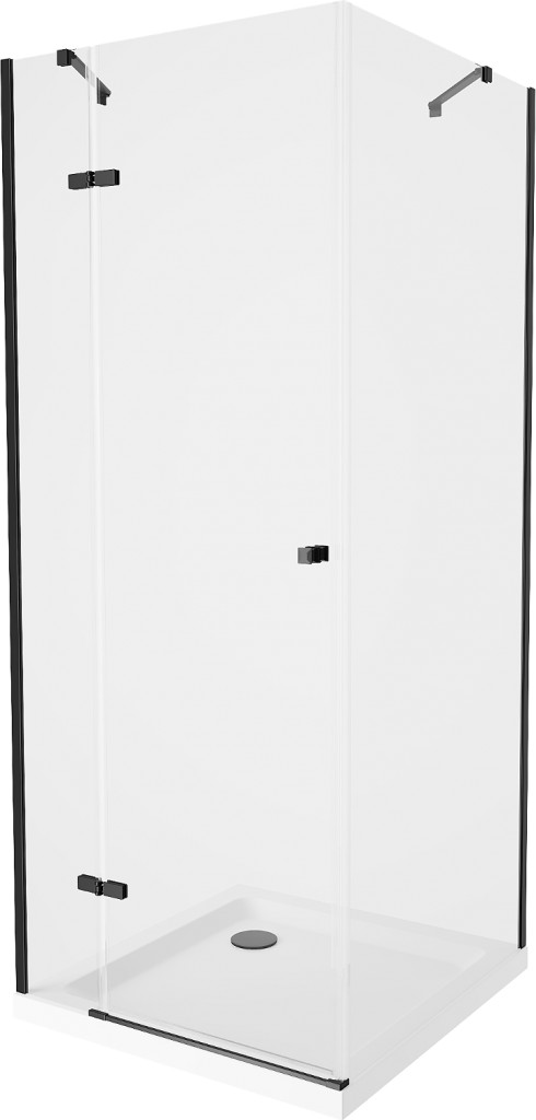 MEXEN/S Roma sprchový kout 80x80, transparent, černá + bílá vanička se sifonem 854-080-080-70-00-4010B