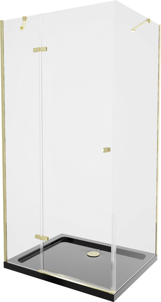 MEXEN/S Roma sprchový kout 100x90, transparent, zlatá + černá vanička se sifonem 854-100-090-50-00-4070G