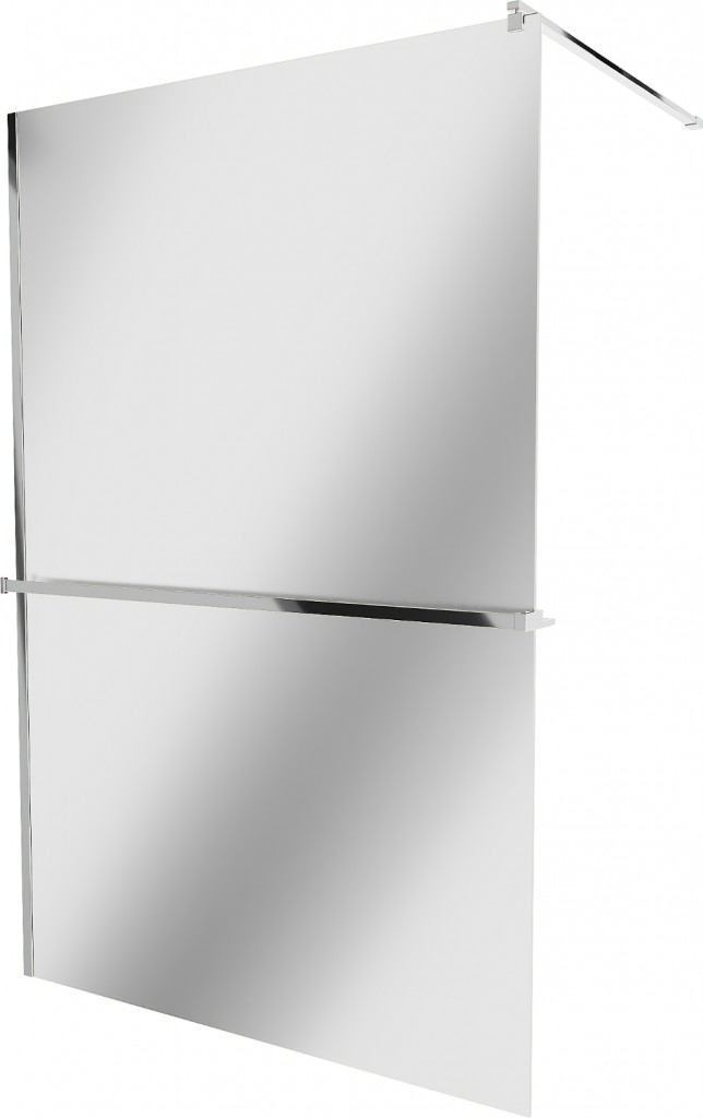 MEXEN/S KIOTO Sprchová zástěna WALK-IN s poličkou a držákem ručníků 90 x 200, zrcadlové 8 mm, chrom 800-090-121-01-50
