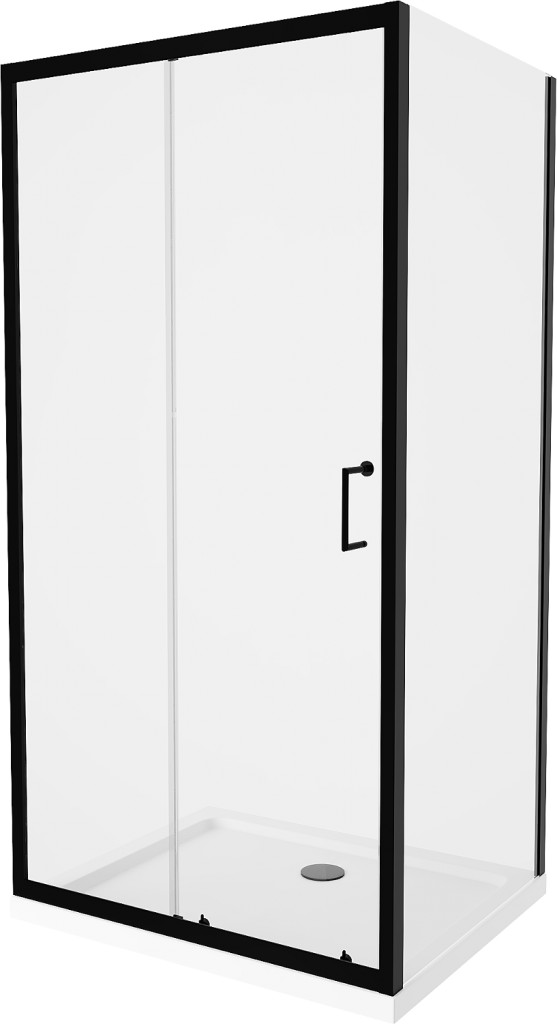 MEXEN/S Apia Sprchový kout 120x70, transparent, černá + vanička se sifonem 840-120-070-70-00-4010B