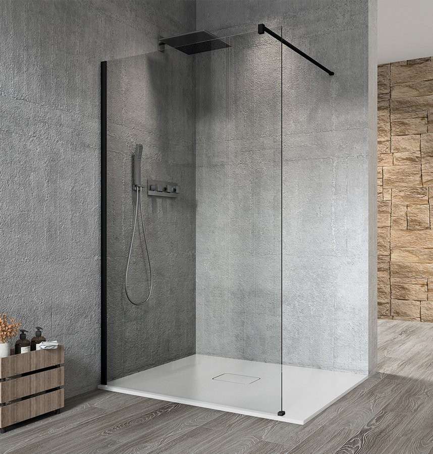 GELCO VARIO BLACK jednodílná sprchová zástěna k instalaci ke stěně, čiré sklo, 800  GX1280GX1014
