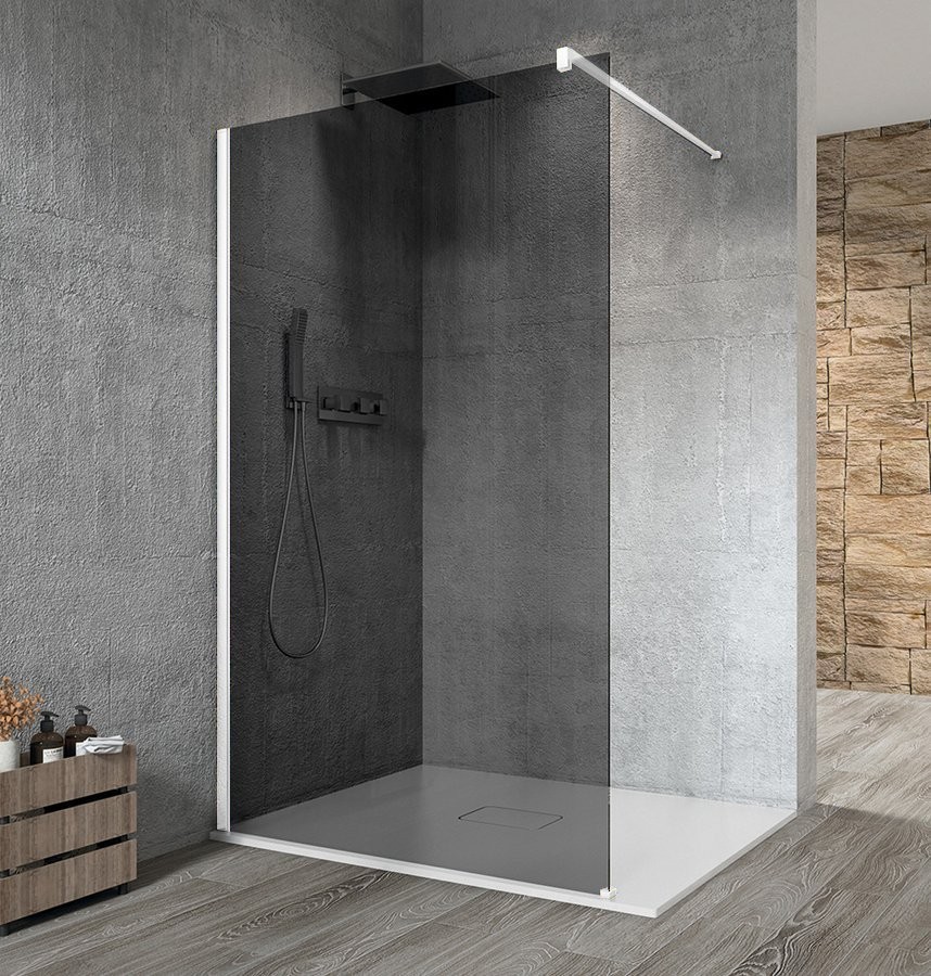 GELCO VARIO WHITE jednodílná sprchová zástěna k instalaci ke stěně, kouřové sklo, 700  GX1370GX1015