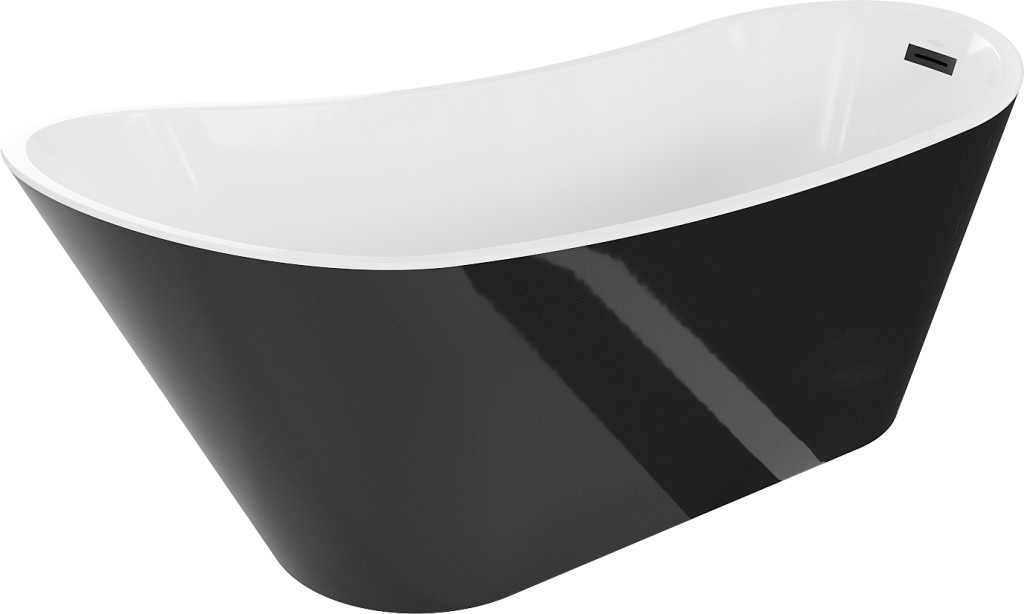 MEXEN Alta vana volně stojící 170x75 cm, bílá/černá, černý sifon 52141707575-B
