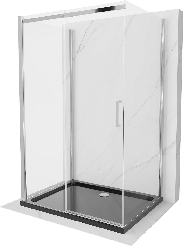 MEXEN/S OMEGA sprchový kout 3-stěnný 100x100, transparent, chrom + vanička včetně sifonu 825-100-100-01-00-3s-4070