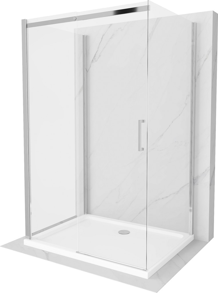 MEXEN/S OMEGA sprchový kout 3-stěnný 110x80, transparent, chrom + vanička včetně sifonu 825-110-080-01-00-3s-4010