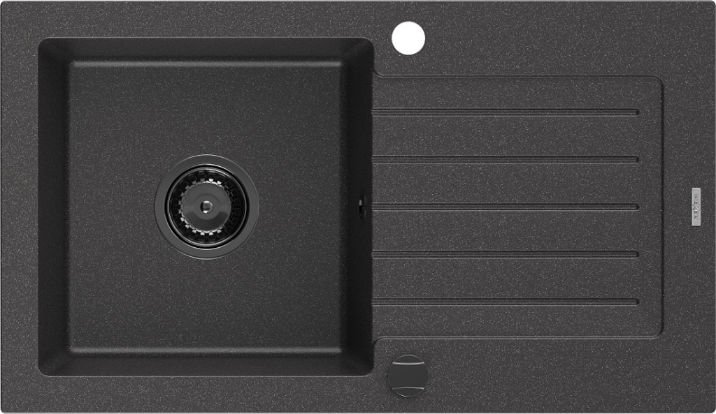 MEXEN/S Pablo granitový dřez 1 s odkapávačem 752 x 436 mm, černá kropenatá, + sifon grafit 6510751010-76-B