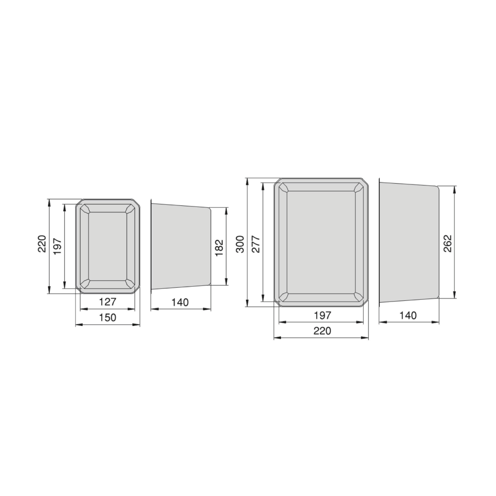 SAPHO LINDO miska nízká, sada 10ks (6x 100x65x100mm + 4x 100x65x150mm), plast, antracit LD010