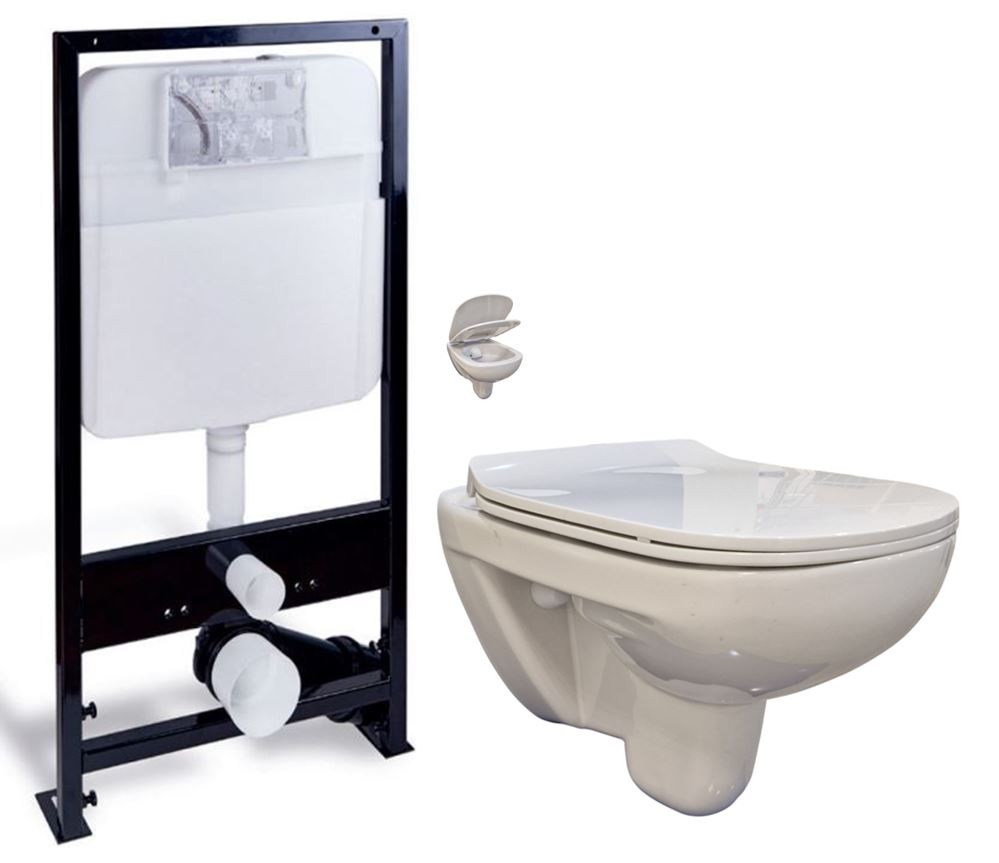 PRIM předstěnový instalační systém bez tlačítka + WC bez oplachového kruhu Edge + SEDÁTKO PRIM_20/0026 X EG1