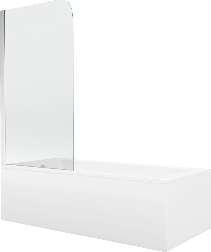 MEXEN/S Cubik obdélníková vana 150 x 70 cm s panelem  + vanová zástěna 80 cm, transparent, chrom 550315070X9008010100