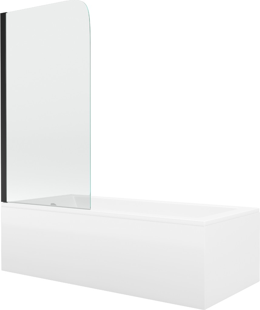 MEXEN/S Cubik obdélníková vana 160 x 70 cm s panelem  + vanová zástěna 70 cm, transparent,  černá 550316070X9007017000