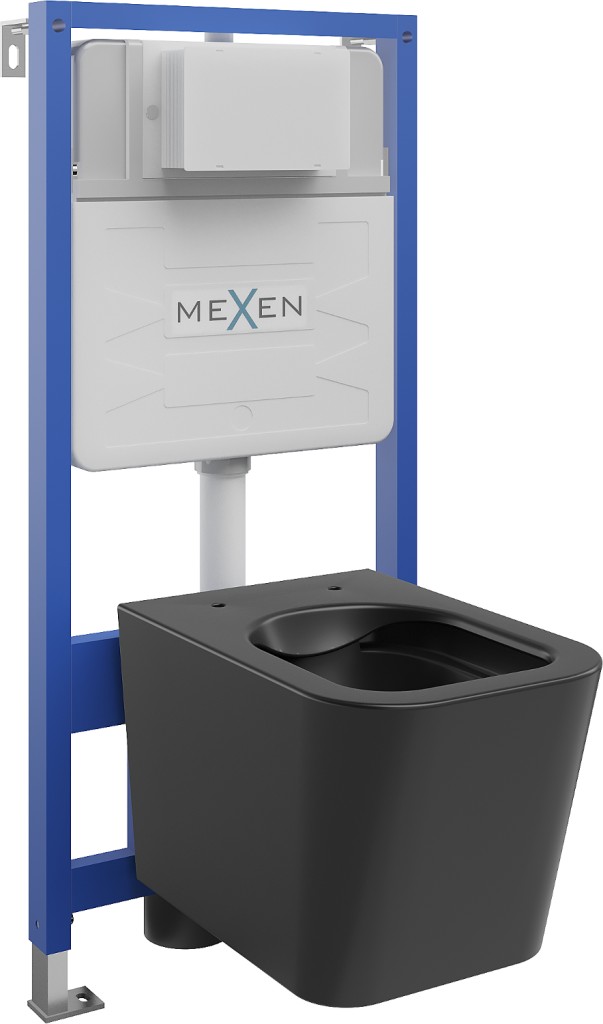 MEXEN/S WC předstěnová instalační sada Fenix Slim s mísou WC Teo,  černá mat 6103385XX85
