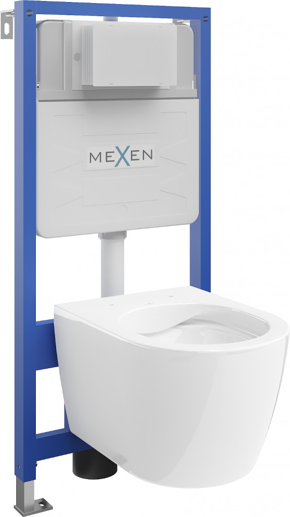 MEXEN/S WC předstěnová instalační sada Fenix Slim s mísou WC Carmen,  bílá 6103388XX00