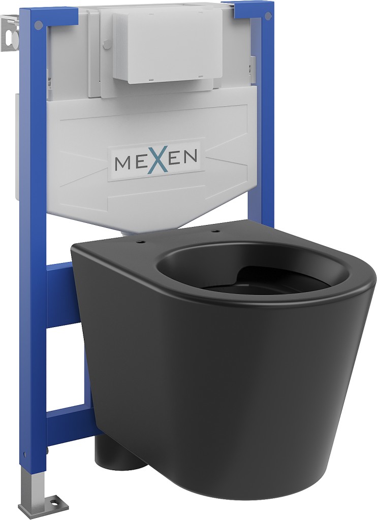 MEXEN/S WC předstěnová instalační sada Fenix XS-F s mísou WC Rico,  černá mat 6803372XX85