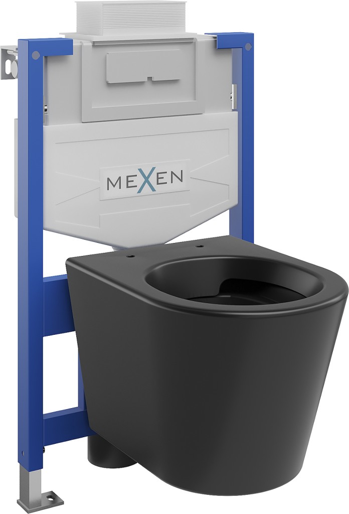 MEXEN/S WC předstěnová instalační sada Fenix XS-U s mísou WC Rico,  černá mat 6853372XX85