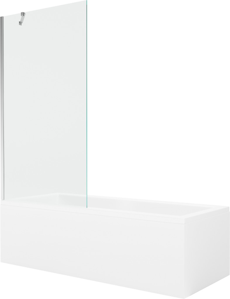MEXEN/S Cubik obdélníková vana 150 x 70 cm s panelem + vanová zástěna 90 cm, transparent, chrom 550315070X9509000001