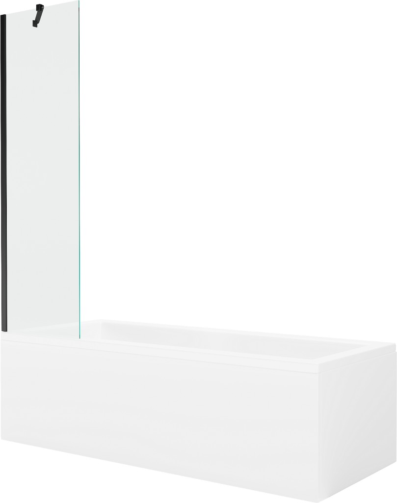 MEXEN/S Cubik obdélníková vana 160 x 70 cm s panelem + vanová zástěna 50 cm, transparent, černá 550316070X9505000070