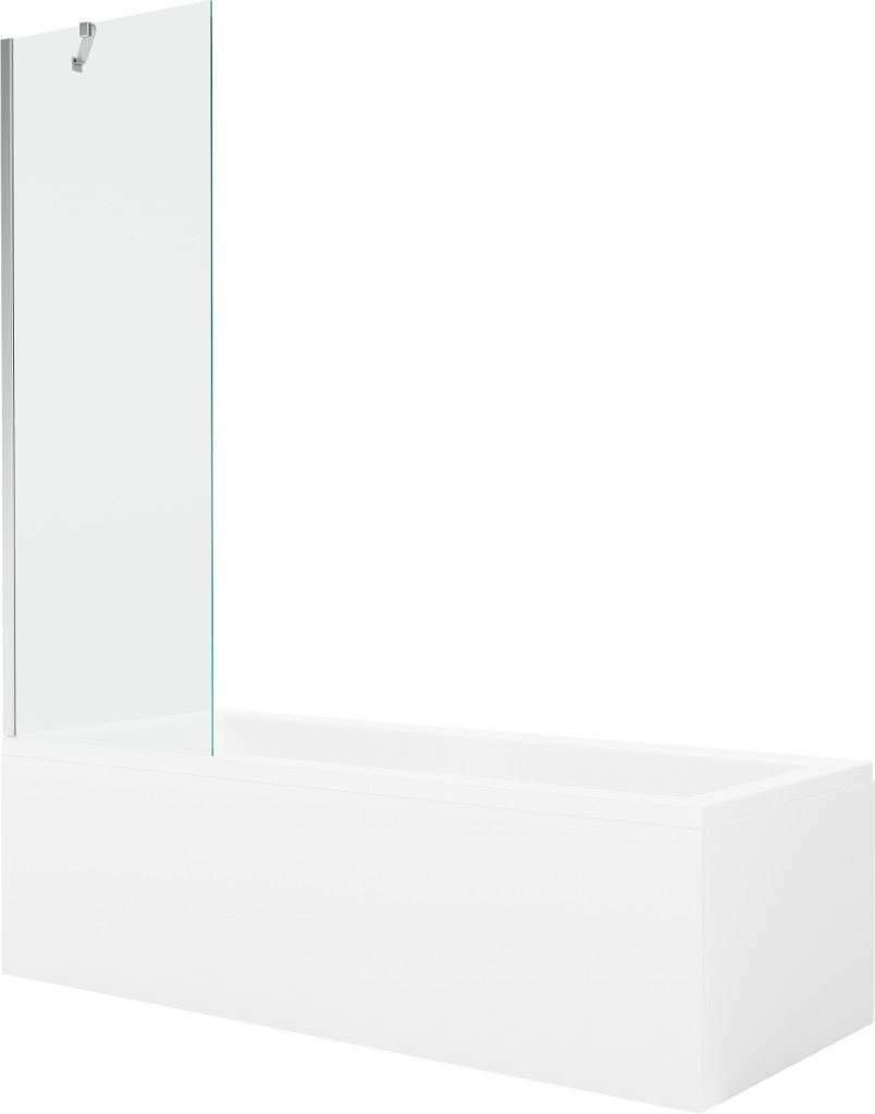 MEXEN/S Cubik obdélníková vana 160 x 70 cm s panelem + vanová zástěna 60 cm, transparent, chrom 550316070X9506000001