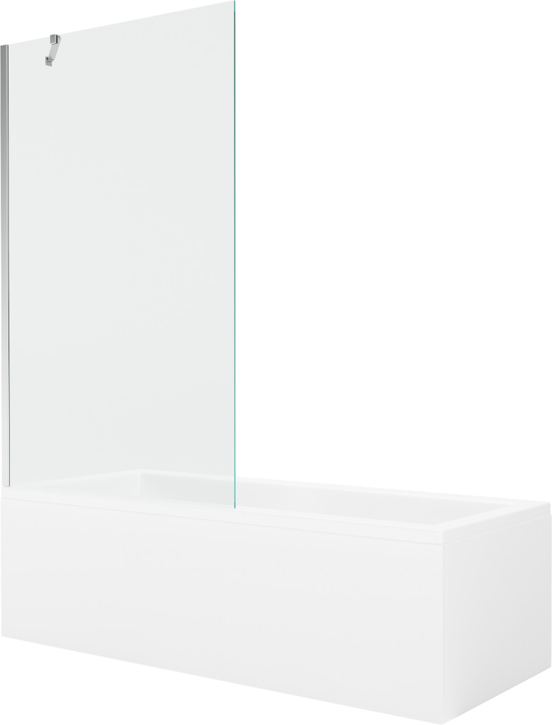 MEXEN/S Cubik obdélníková vana 160 x 70 cm s panelem + vanová zástěna 100 cm, transparent, chrom 550316070X9510000001