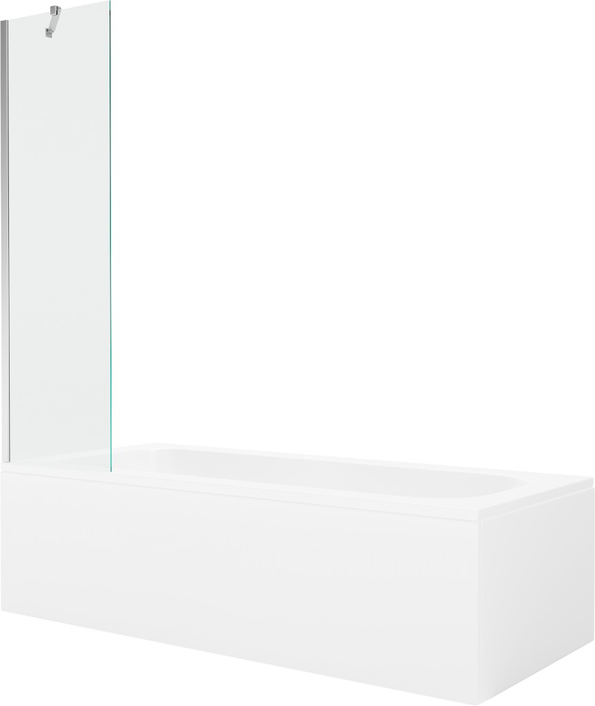 MEXEN/S Vega obdélníková vana 150 x 70 cm s panelem + vanová zástěna 50 cm, transparent, chrom 550115070X9505000001