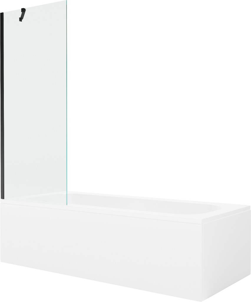 MEXEN/S Vega obdélníková vana 160 x 70 cm s panelem + vanová zástěna 70 cm, transparent, černá 550116070X9507000070