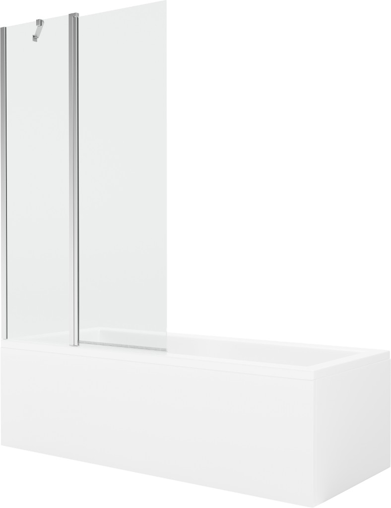 MEXEN/S Cubik obdélníková vana 150 x 70 cm s panelem + vanová zástěna 100 cm, transparent, chrom 550315070X9401010100