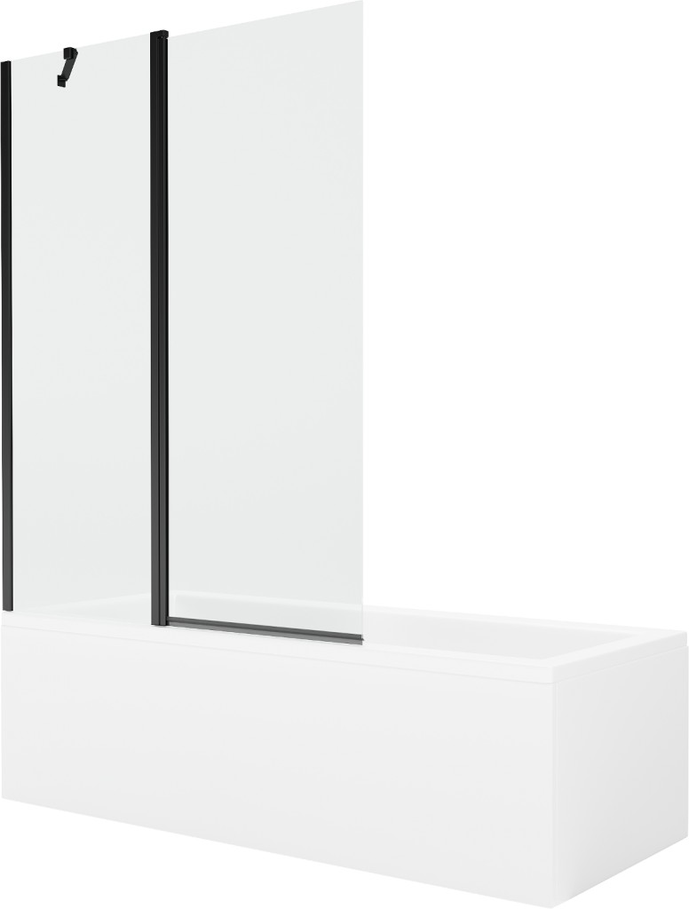 MEXEN/S Cubik obdélníková vana 150 x 70 cm s panelem + vanová zástěna 120 cm, transparent, černá 550315070X9412117000